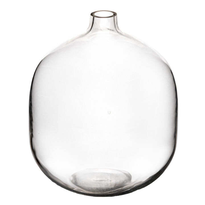 Round Glass Vase with Narrow Lip, Clear