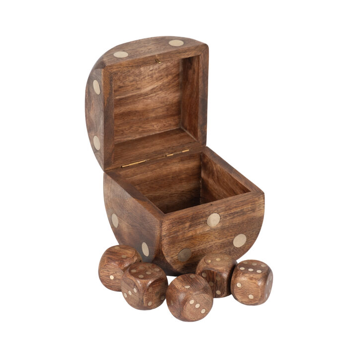 4" Dice Box With Dice Inside