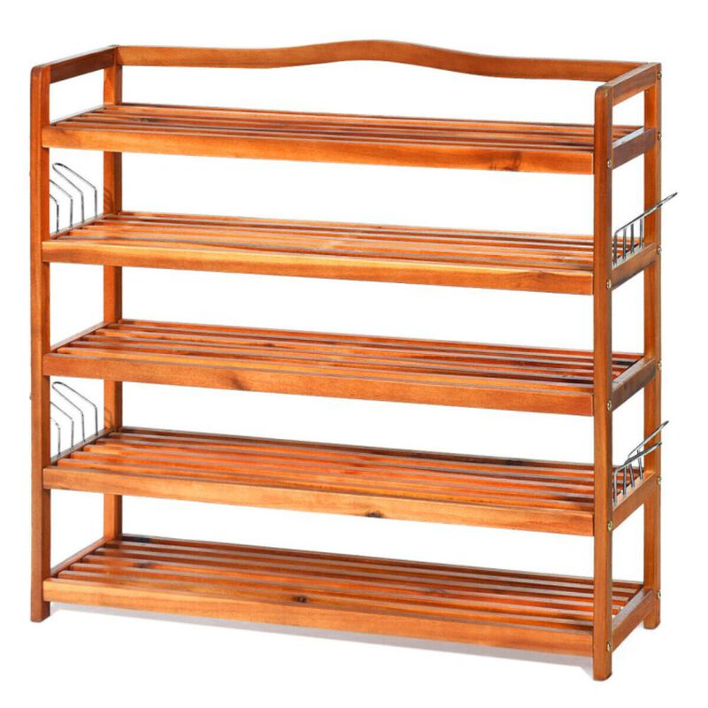 Hivvago 5-Tier Wood Large Shoe Rack Holds up 12-18 Pairs