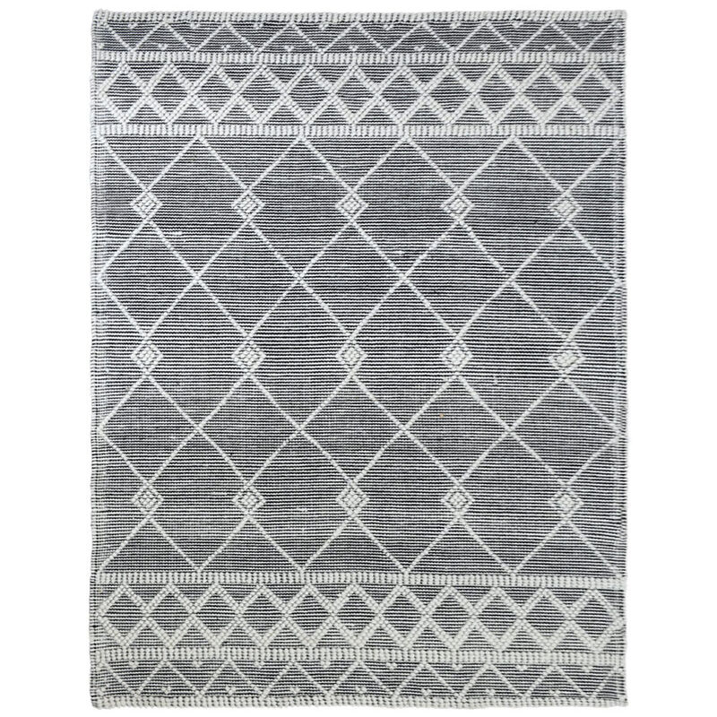 RUGSOTIC CARPETS HAND WOVEN FLAT WEAVE KILIM WOOL & COTTON ECO-FRIENDLY AREA RUGS  - 5'x7'6'', Rectangle Shape, Black Color, Contemporary Modern Design, Low Pile  Handmade Area Rugs (DWC001)
