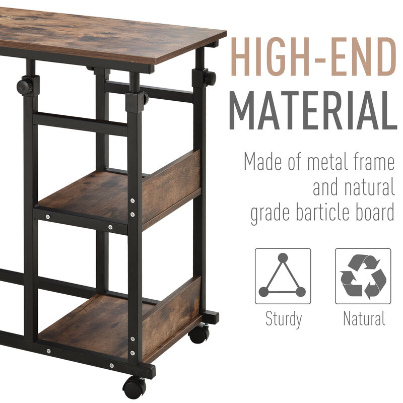 Hivvago C-Shaped Rolling Sofa Side Table with Storage image number 7
