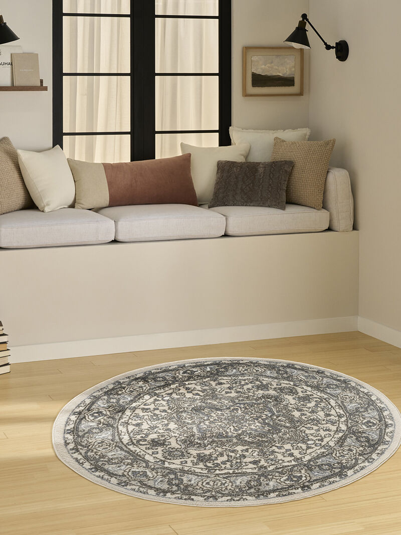 Quarry QUA05 Ivory/Blue 4' x Round Rug