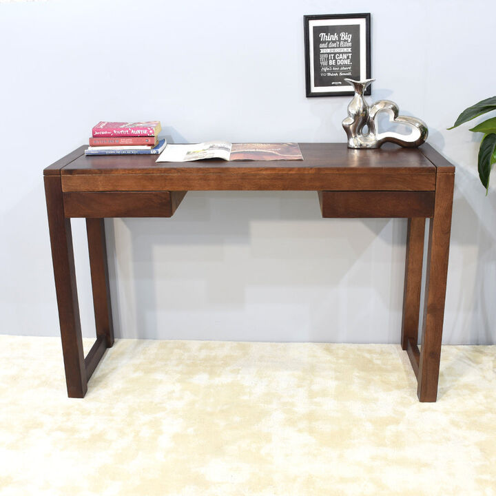 Handmade 100% Mango Wood Knock Down Light Walnut Color Rectangular Shaped Indoor Study Table