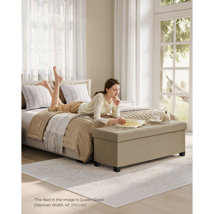 Wide Ottoman Storage Bench with Legs for Bedroom