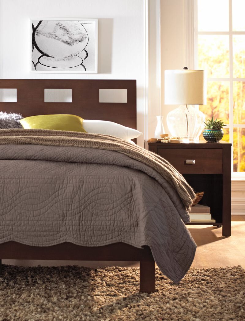 Riva One Drawer Nightstand in Chocolate Brown