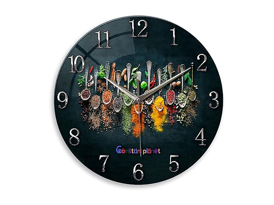 Kitchen Wall Clock Battery Operated 12 Inch Round Decor Clocks Walls Glass Room