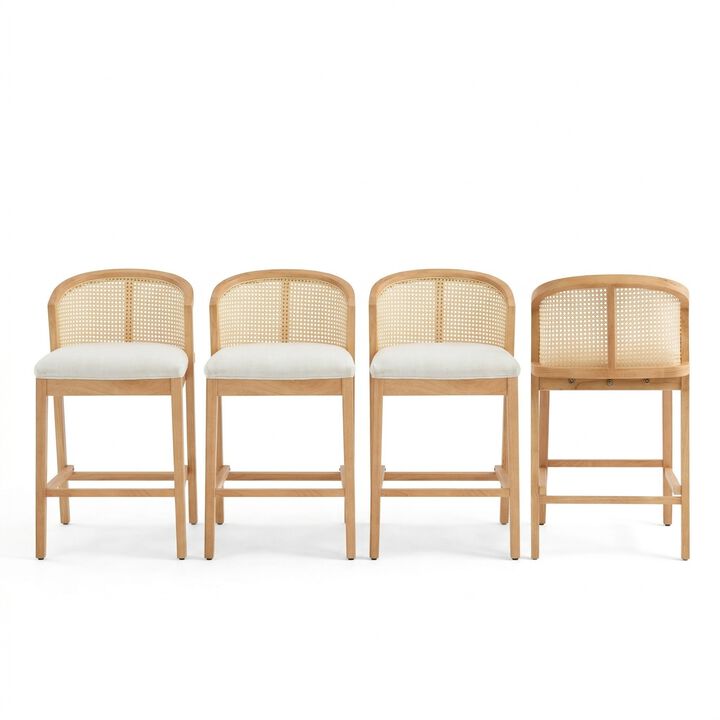 Christopher Knight Home Salazar Rattan and Rubberwood Upholstered Counter Stools (Set of 4)