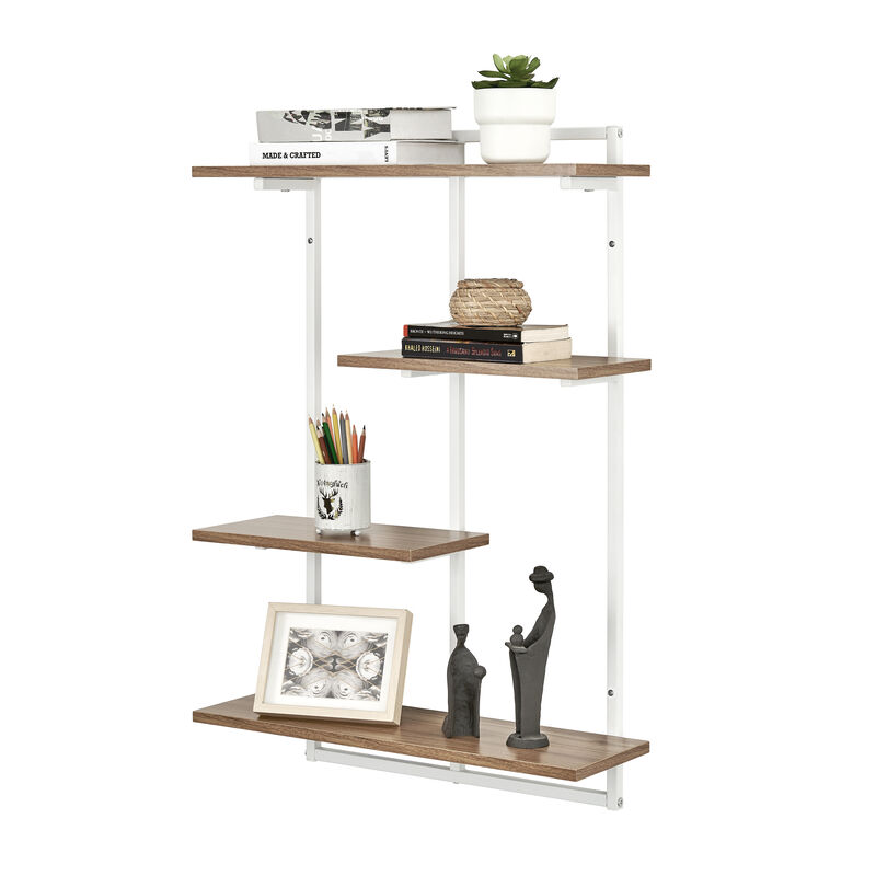 Rhodes 4 Tier Modern Floating Windowsill Wall Shelf Unit with Metal Frame