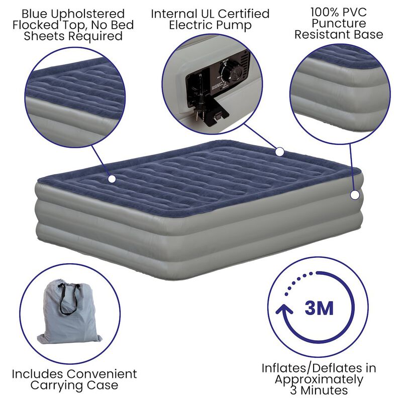 Flash Furniture 18 in Air Mattress with ETL Certified Internal Electric Pump - Queen image number 1