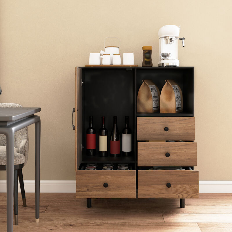 Mid-Century Storage Cabinet with 4 Drawers and Open Shelf Compartment image number 4