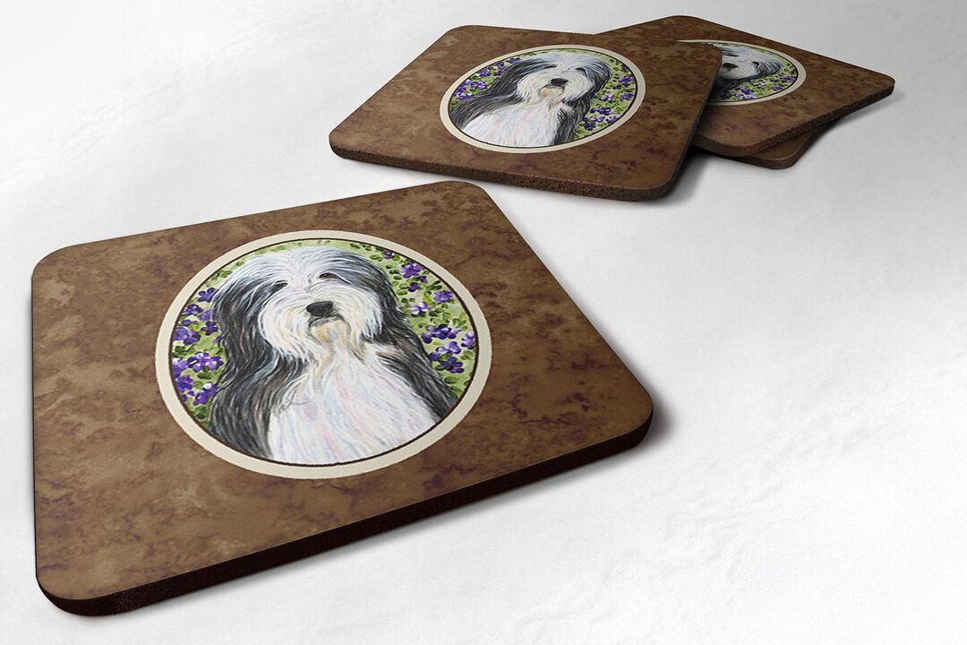 Caroline's Treasures SS8022FC Bearded Collie Foam Coasters (Set of 4), 3.5 H x 3.5 W, Multicolor