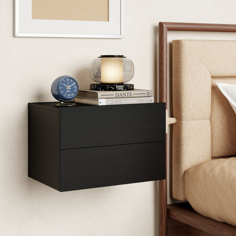 Wall-Mounted Floating Nightstand with 2 Storage Drawers for Bedroom image number 5