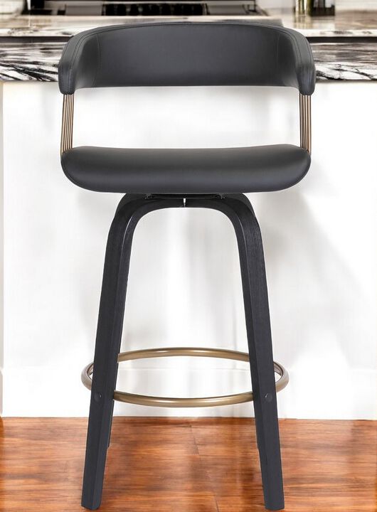 HomeRoots Faux Leather Counter Stool with Armrests and Bucket Seat