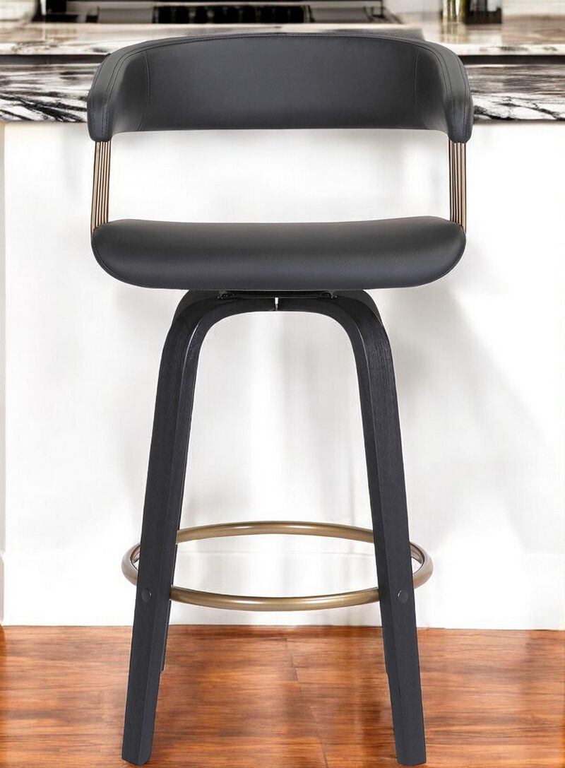 HomeRoots Faux Leather Counter Stool with Armrests and Bucket Seat image number 1