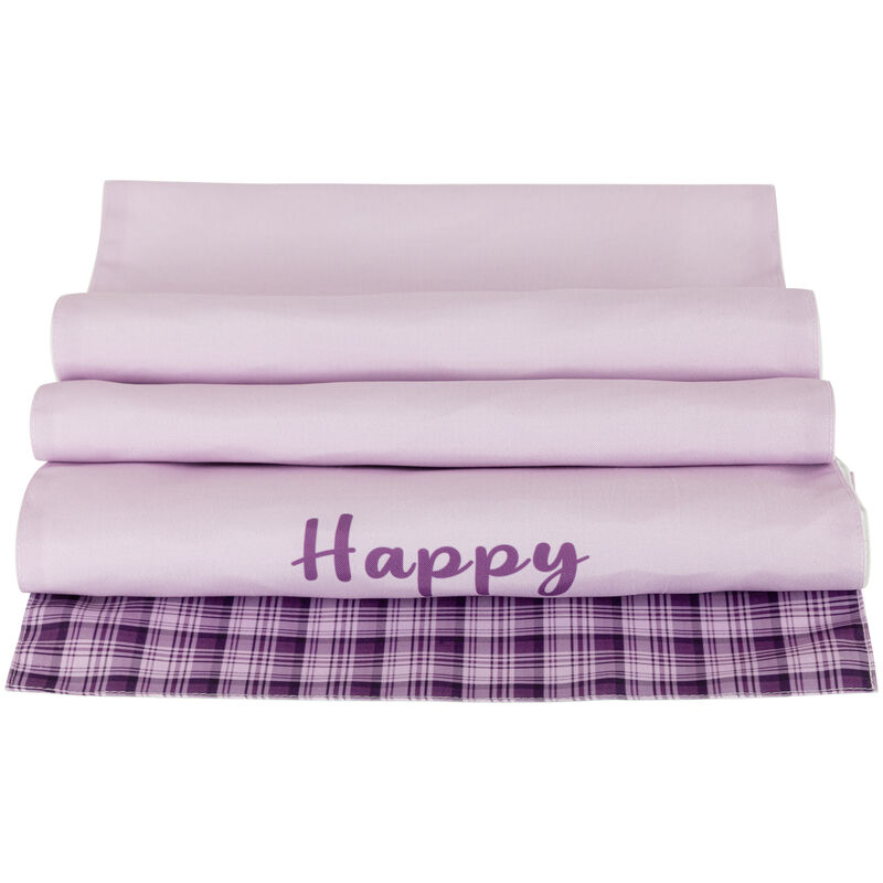 72" Pastel Purple "Happy Easter" Plaid Table Runner image number 2