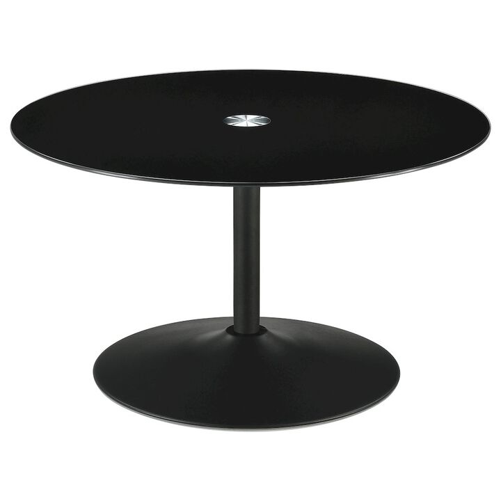 Coaster Co. of America Ganso Round Metal Coffee Table With Tempered Glass Top Black