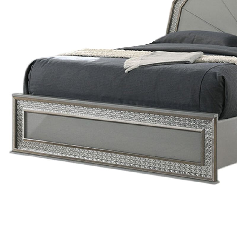 Queen Bedroom Set, Metallic Gray, Silver Wood, 2 Piece Set with Nightstand image number 4