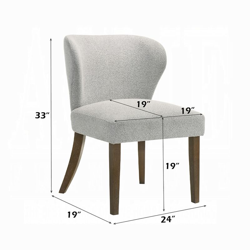 Dea Dining Side Chair Set of 2, Wingback Gray Chenille, Walnut Brown image number 7