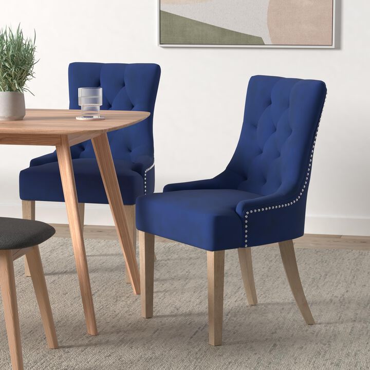 Modway Ponder Mid-Century Modern Four Dining Chair with Performance Velvet in Navy