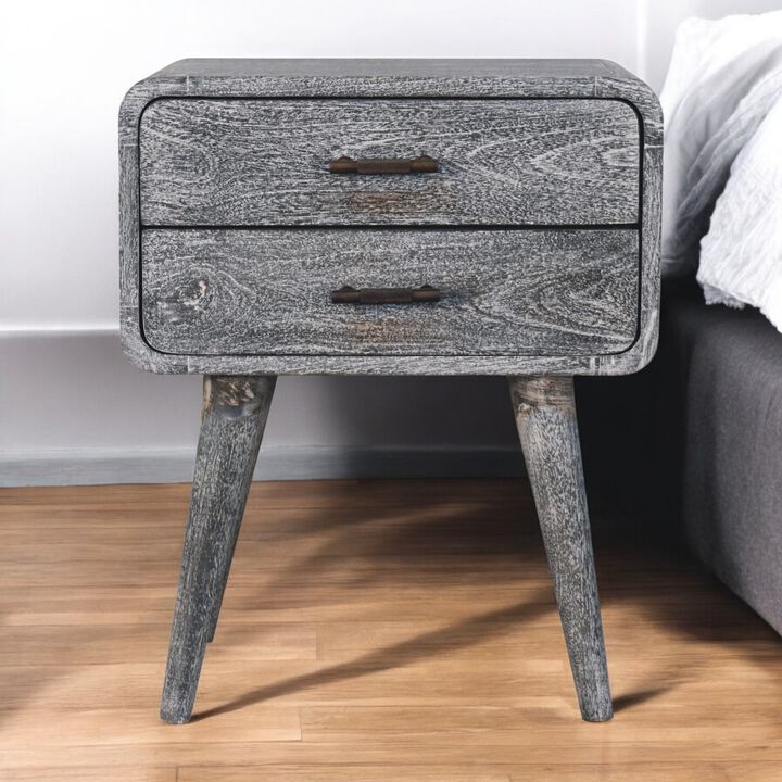 Artisan Furniture Solid Wood Sandblasted Ash Curved Bedside