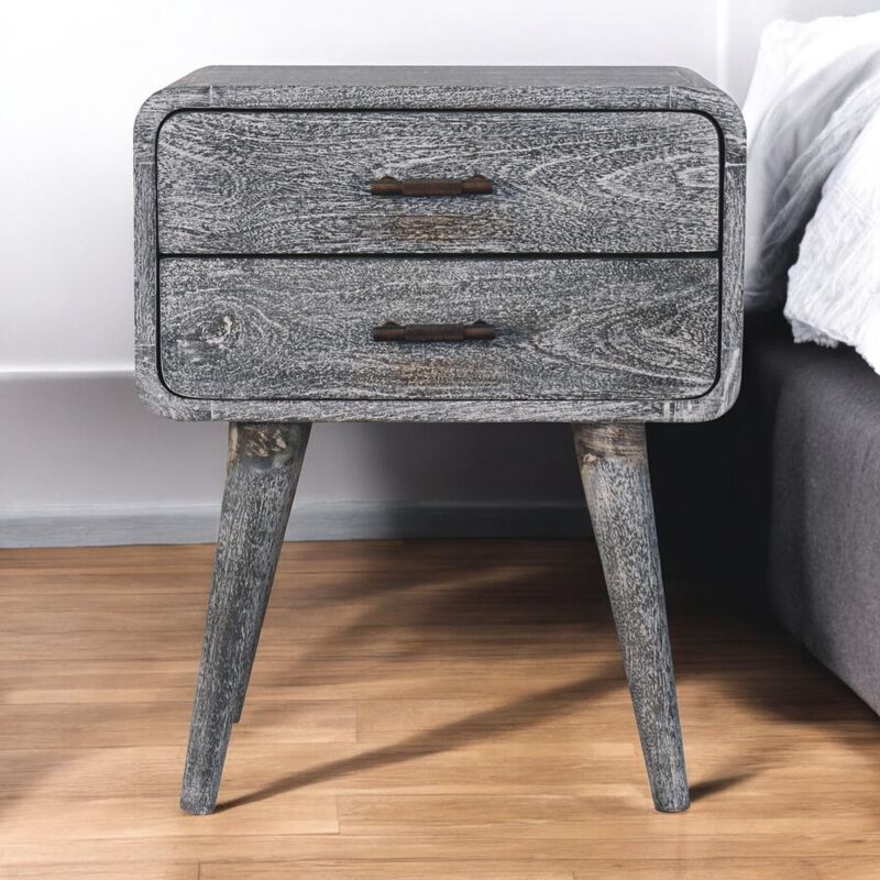 Artisan Furniture Solid Wood Sandblasted Ash Curved Bedside