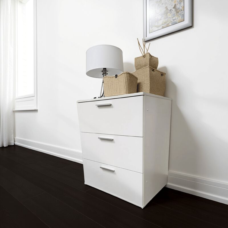 Moru Wide Dresser Chest, 3 Jumbo Drawers, Modular Design, White Wood