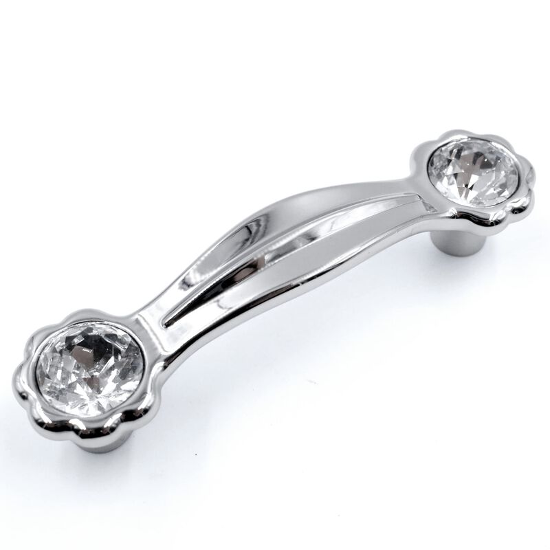 JETLAND Cabinet Drawer Crystal Pulls, 4-Pack, Chrome with Clear Glass, 3"" Hole Centers, Shining Daisy, Cabinet Handles for Dres