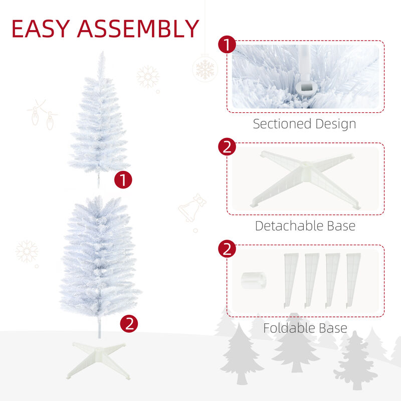 BreeBe 5FT Decorated Snow Flocked Pencil Artificial Christmas Tree image number 5