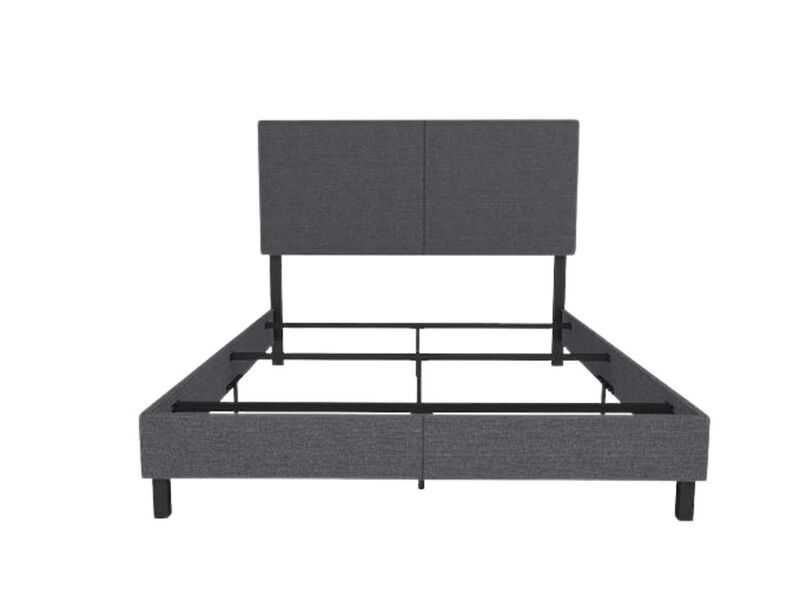 Janford Full Upholstered Bed &ndash; Gray Linen Platform Frame with Wood Slat Support image number 0