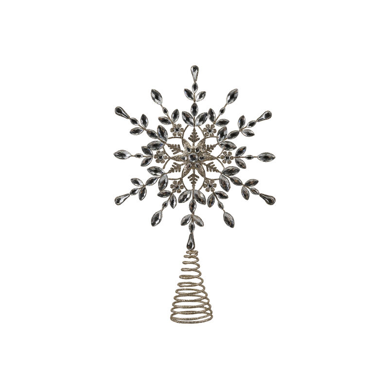 Champagne Iron Snowflake Tree Topper with Acrylic Jewels image number 0