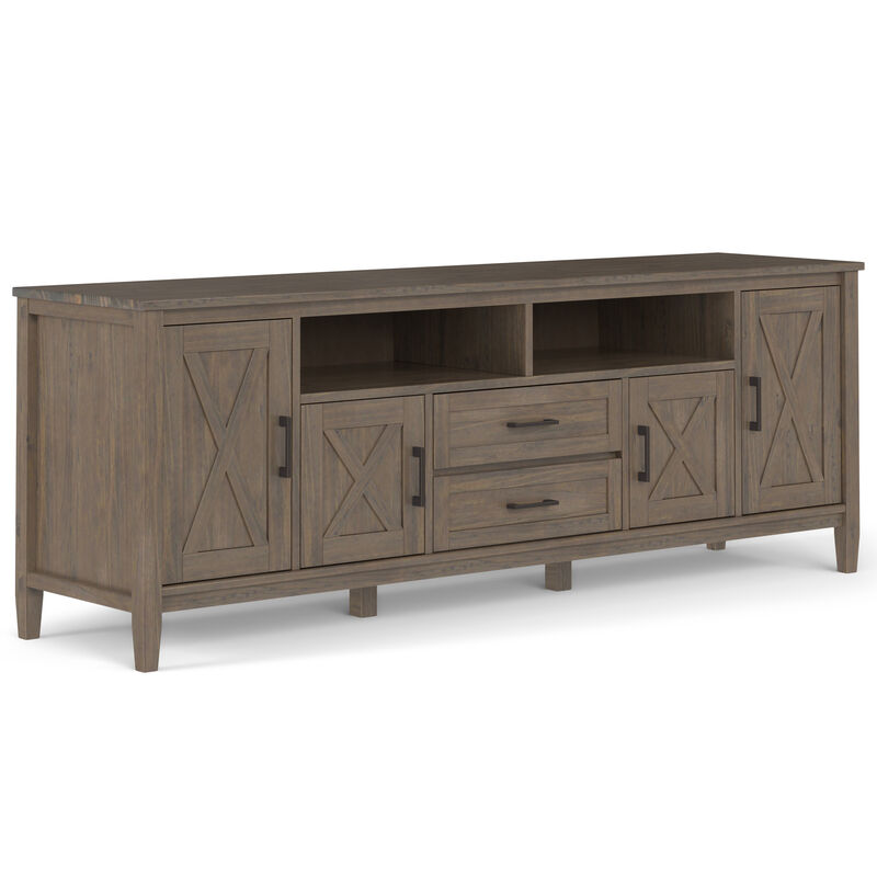 Ela SOLID WOOD 72 inch Wide Transitional TV Media Stand in Smoky Brown For TVs up to 80 inches