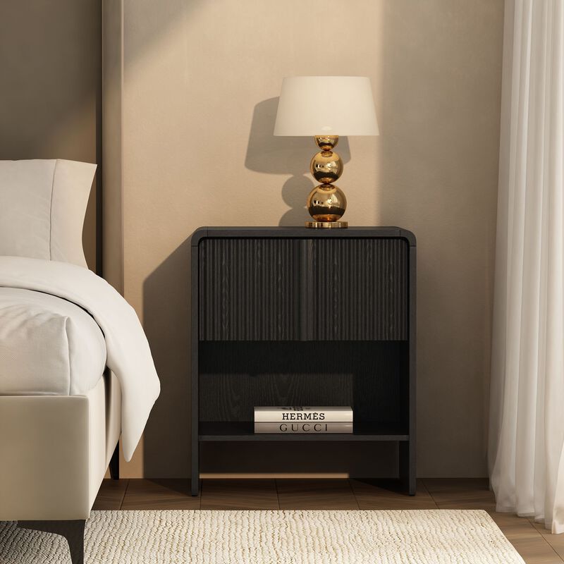 Novara 1-Drawer Nightstand in Black image number 1