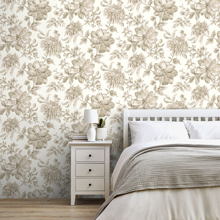 Gabriela Neutral Floral Wallpaper