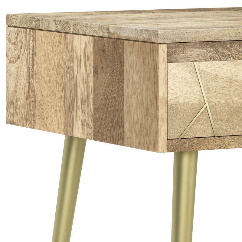 Jager Mid Century - Contemporary 22 inch Wide Metal Side Table in Natural