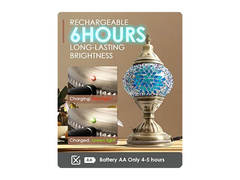 Mosaic Moroccan Table Lamp For Bedside Bulbs Included Bronze image number 1