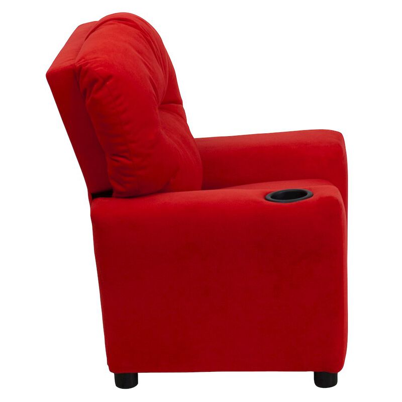 Flash Furniture Contemporary Red Microfiber Kids Recliner with Cup Holder