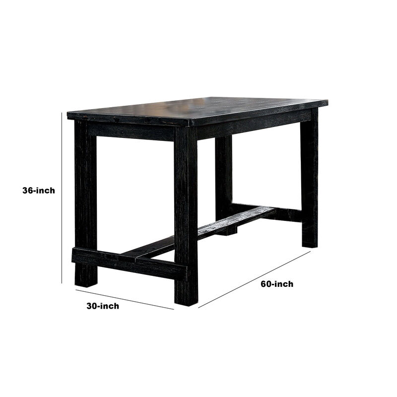 Rectangular Counter Height Table with Block Legs, Antique Black