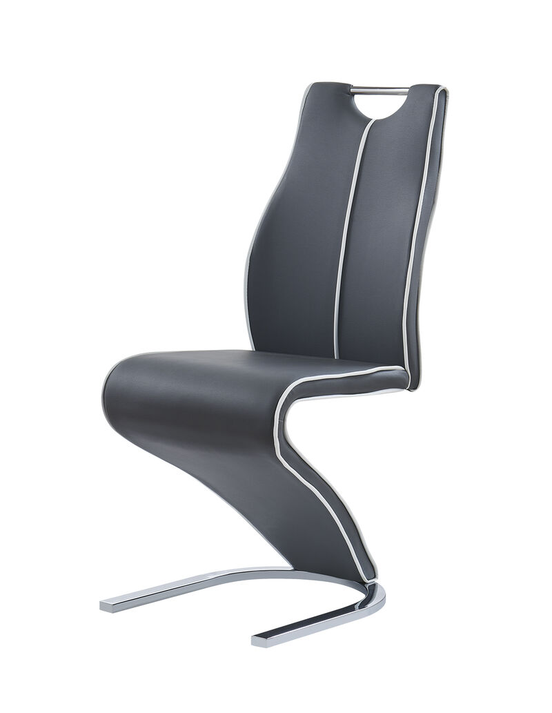 Modern Grey Upholstered Dining Chairs Set of 2 image number 0