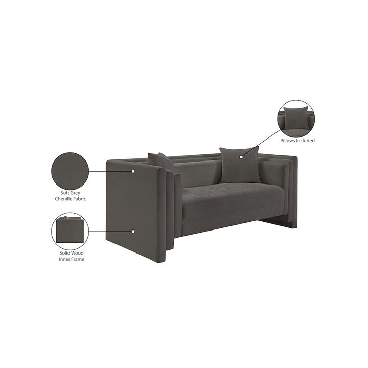 Meridian Furniture Everett Grey Chenille Fabric Loveseat