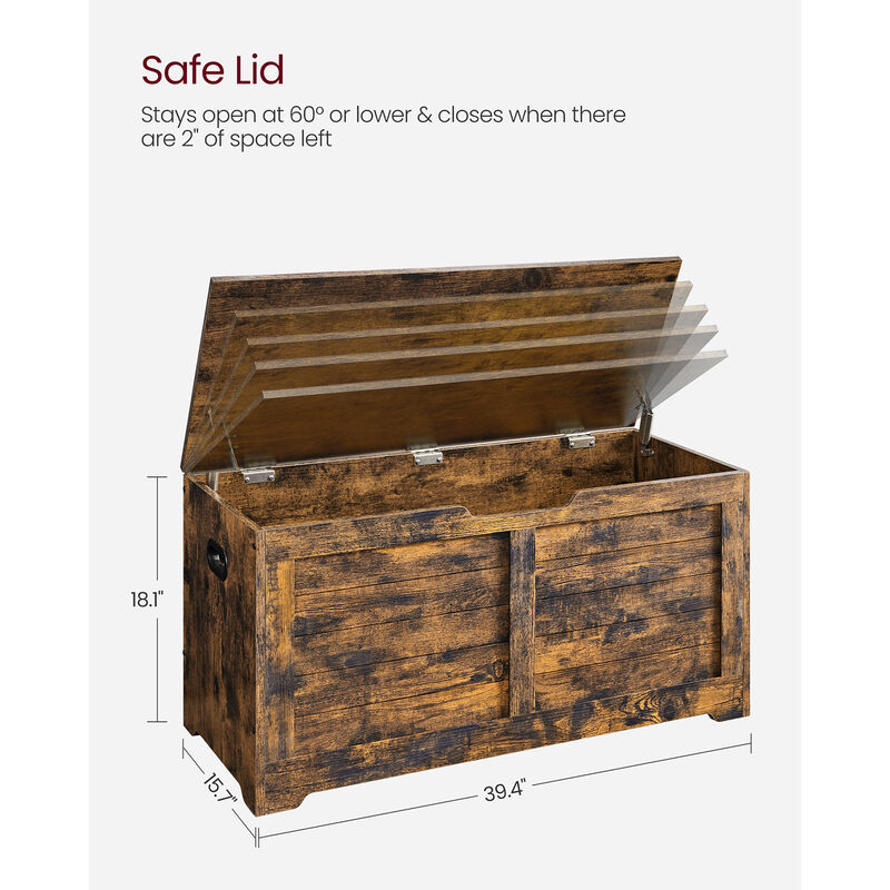 Storage Bench Trunk with 2 Soft-Close Hinges &ndash; Secure Lid Chest for Clothes, Pillows, or Playroom Use image number 7