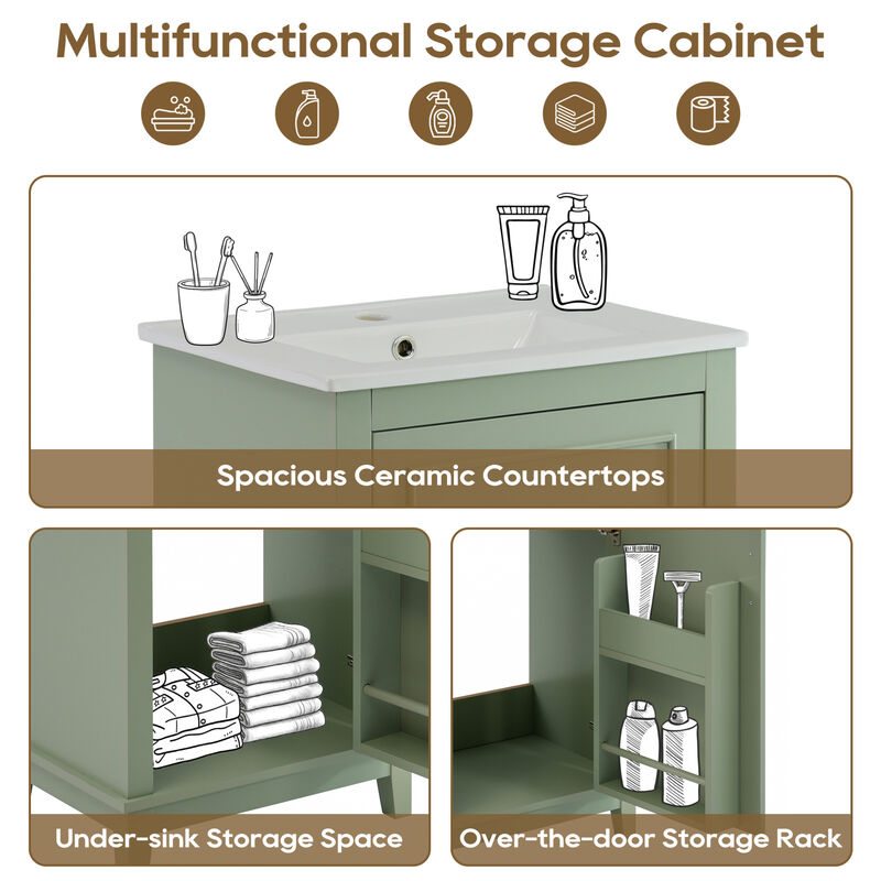 ELEMENT ACE Modern Compact Bathroom Vanity Cabinet with Ceramic Basin and Ample Storage Space image number 7