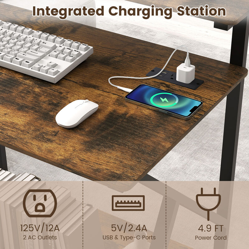 Compact Rolling Computer Desk with Power Outlets for Small Spaces image number 7