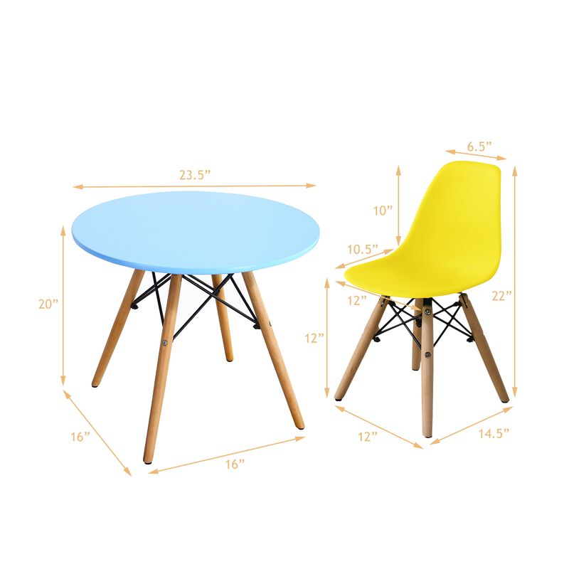 5 Pieces Kids Mid-Century Modern Table Chairs Set