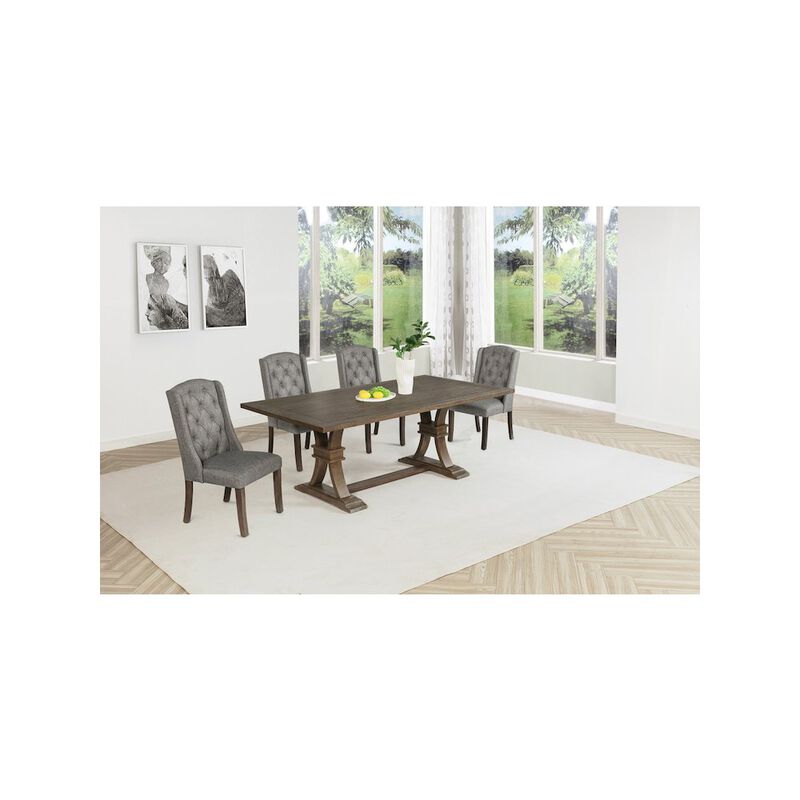 Best Quality Furniture 5 Piece Traditional Dining With Dark Grey Dining Chairs