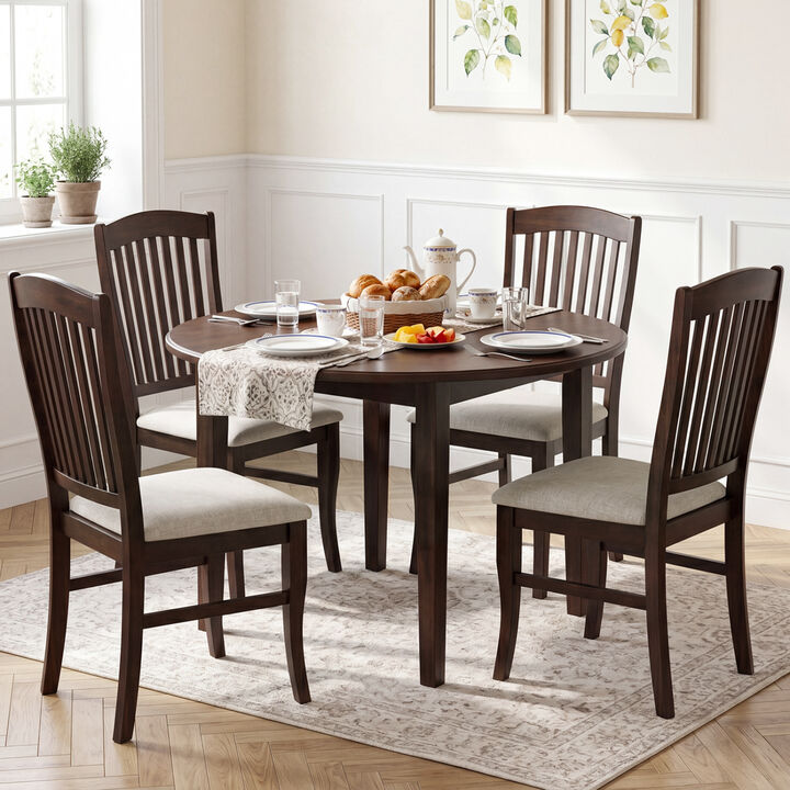 Set of 4 Dining Side Chairs with Rubber Wood Frame and Padded Seats