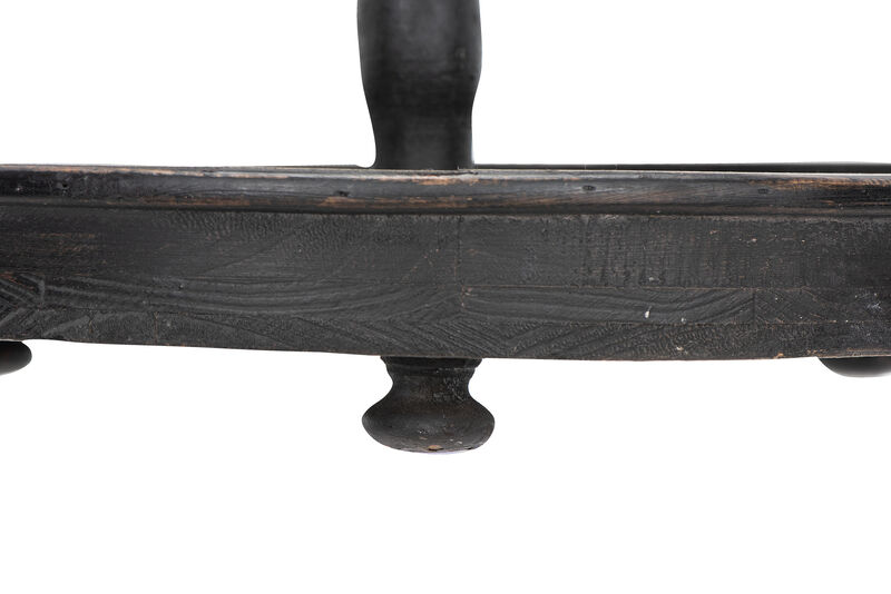 Distressed Blackwashed Wood 2-Tier Tray with Metal Handle image number 5