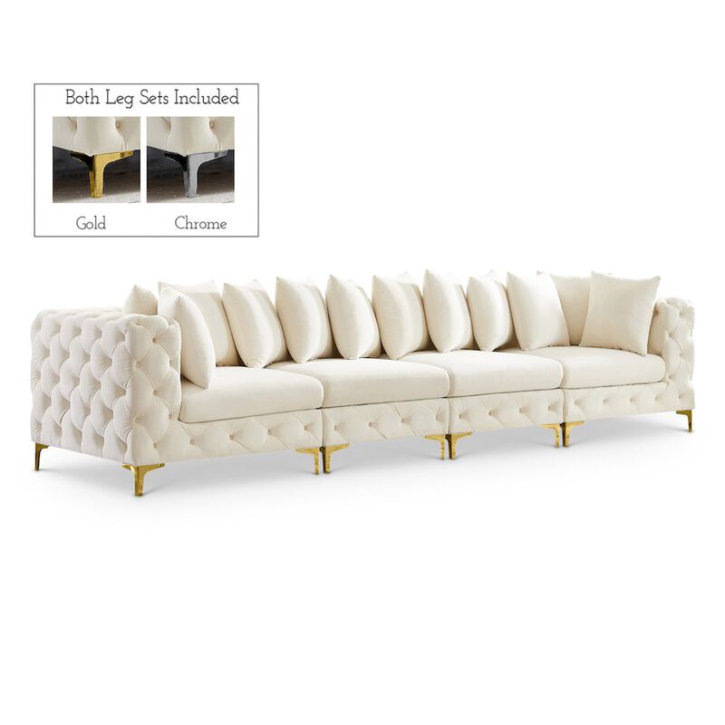 Meridian Furniture Tremblay Cream Velvet Modular Sofa