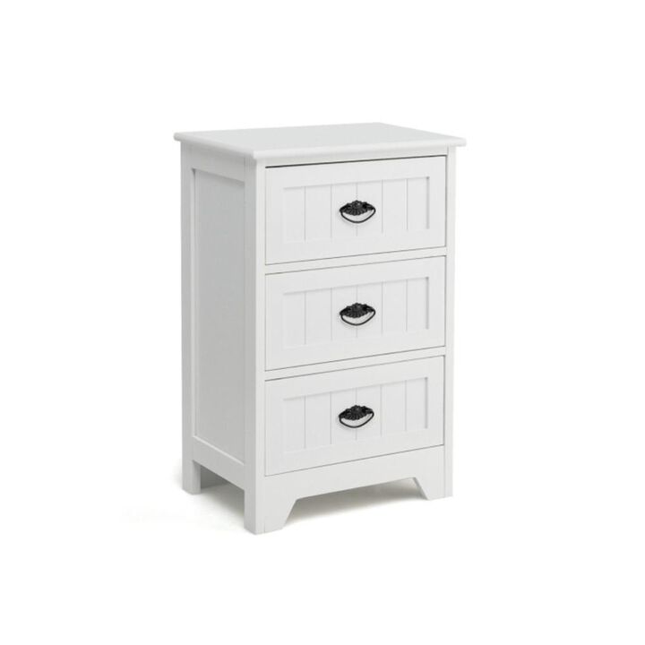 Hivvago 3-Drawer End Storage Wood Side Nightstand