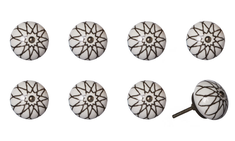 HomeRoots Set of Eight Brown Ceramic And Metal Drawer Pull Knobs image number 3