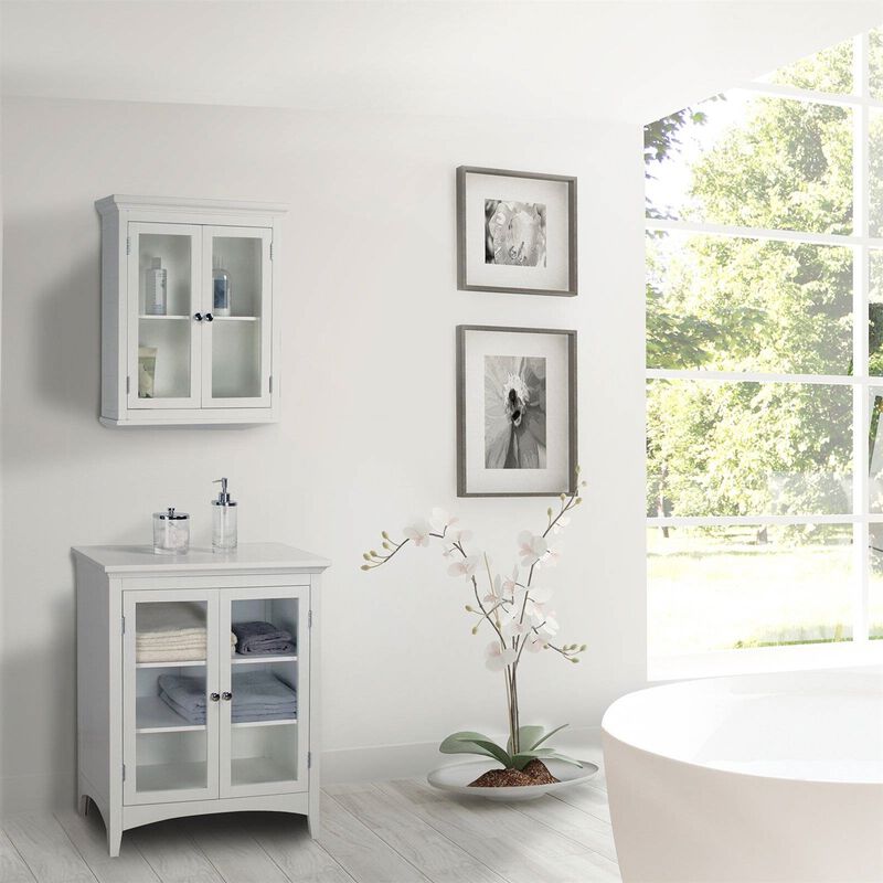 Hivvago Classic 2 Door Bathroom Wall Cabinet in White Finish